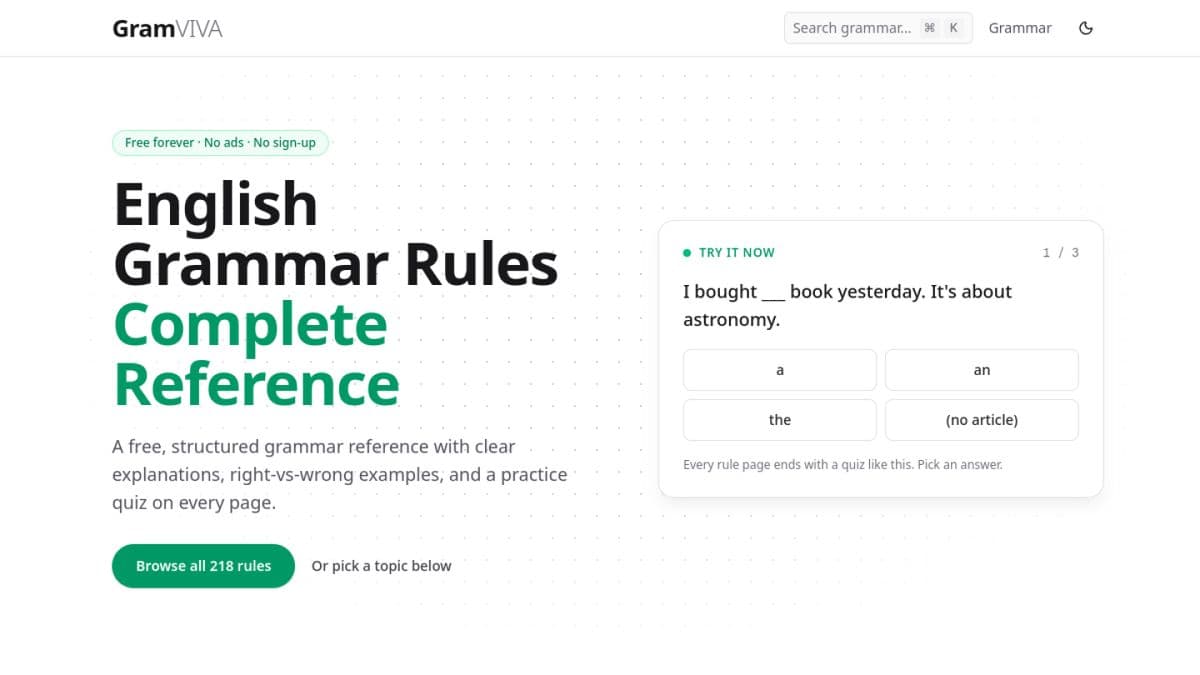 The GramViva grammar reference homepage